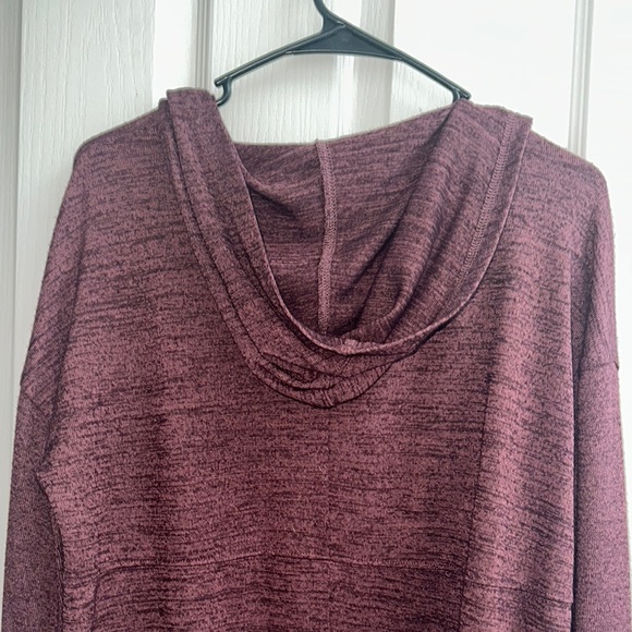 Burgundy colored Mudd Brand Heathered Cardigan with Relaxed Fit - Picture 8 of 9